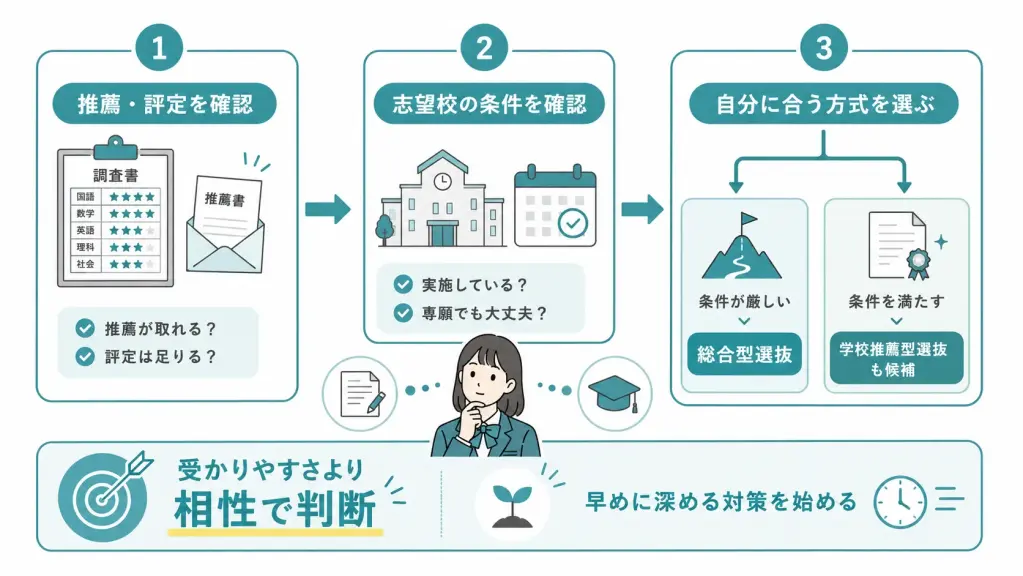 総合型・学校推薦型、どちらを選ぶ?判断の手順