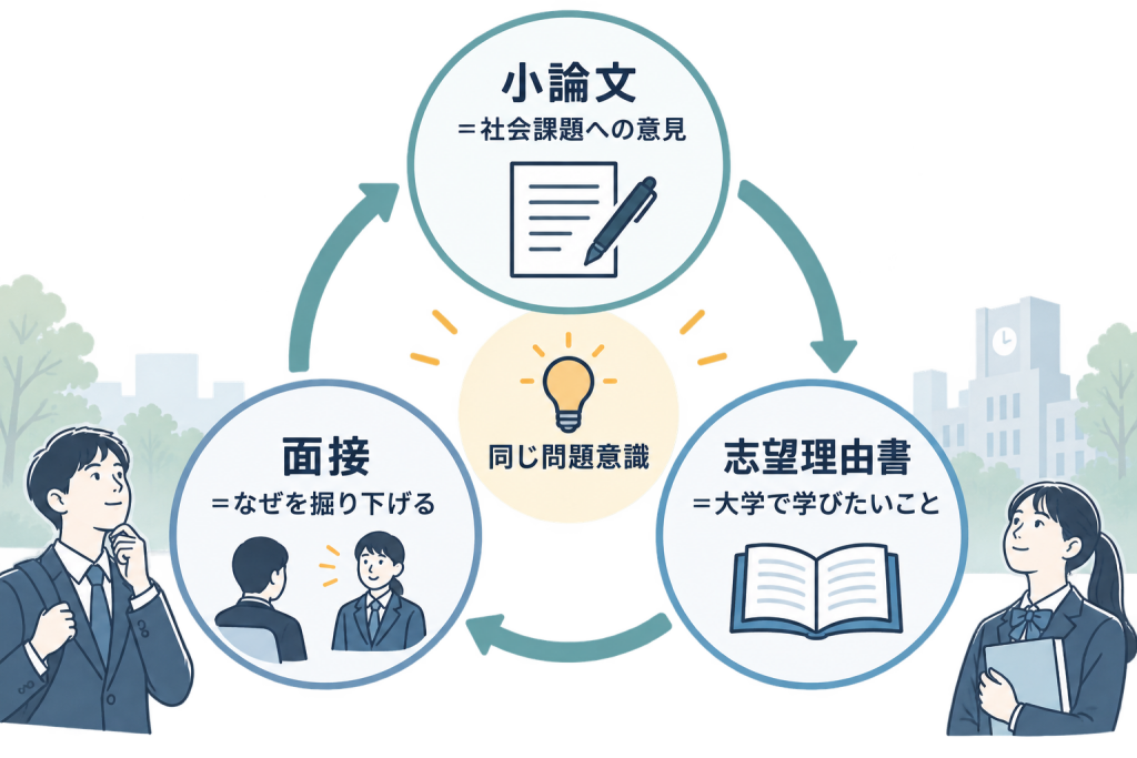 総合型選抜の小論文は、志望理由書・面接とつながっている